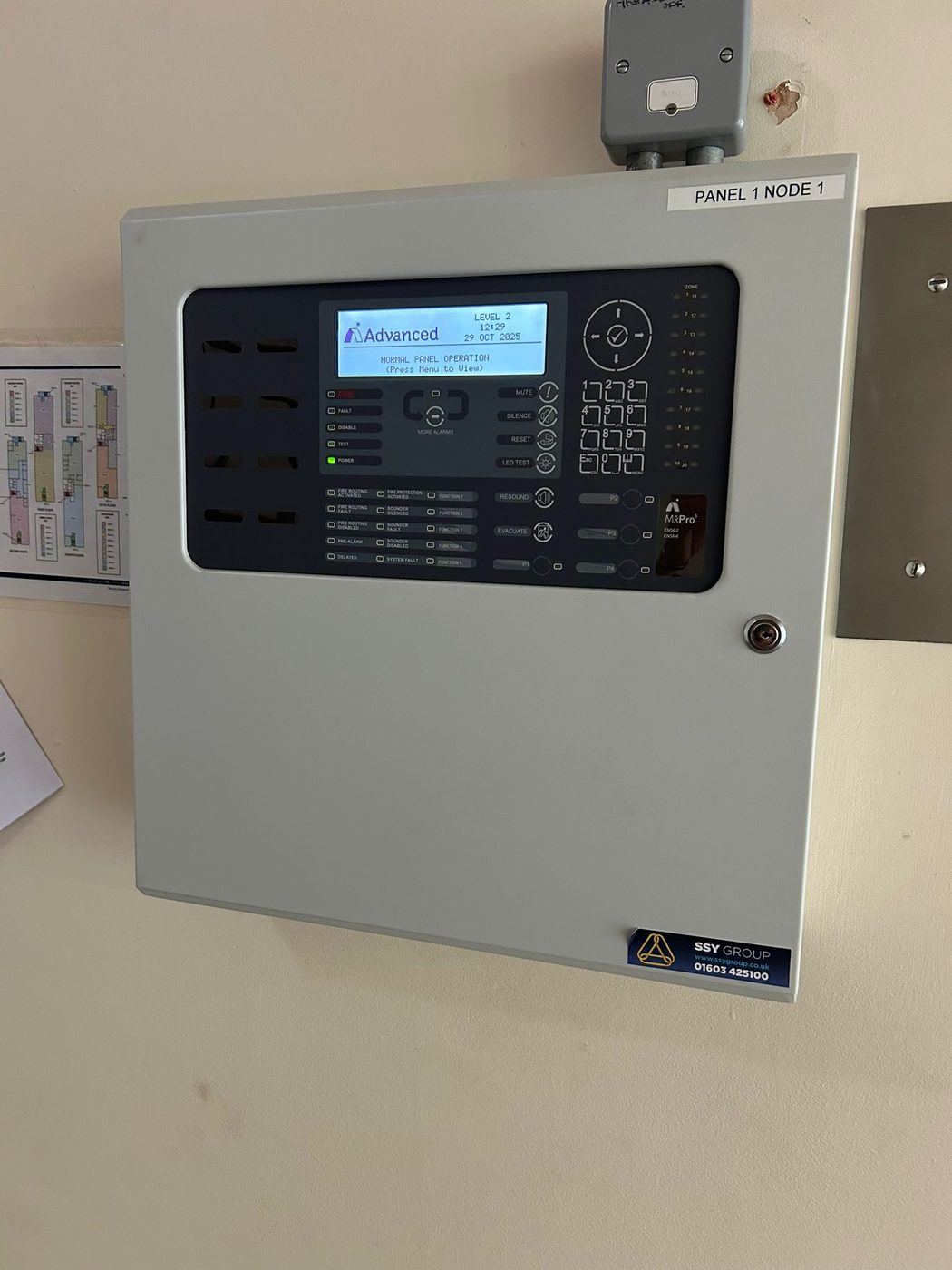 MxPro addressable fire alarm panel installed by Hawthorne