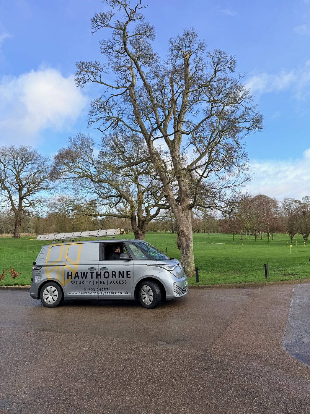 Hawthorne installation van on the road in Norfolk